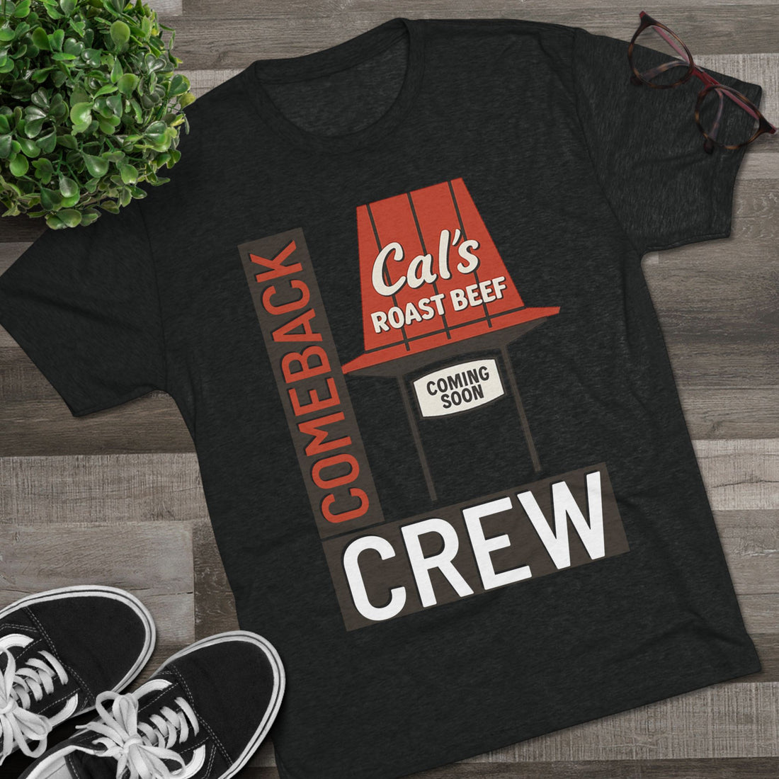 Cal's Roast Beef VINTAGE SCRIPT TEE, Unisex Tri-Blend Shirt, Casual Wear, Gift for Foodies, Restaurant Lover's Apparel
